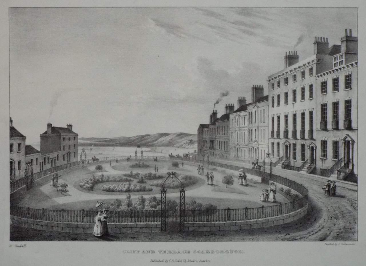Lithograph - Cliff and Terrace, Scarborough.